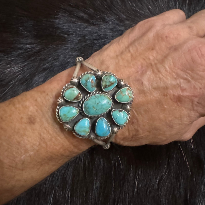 Turquoise Cluster Cuff Bracelet