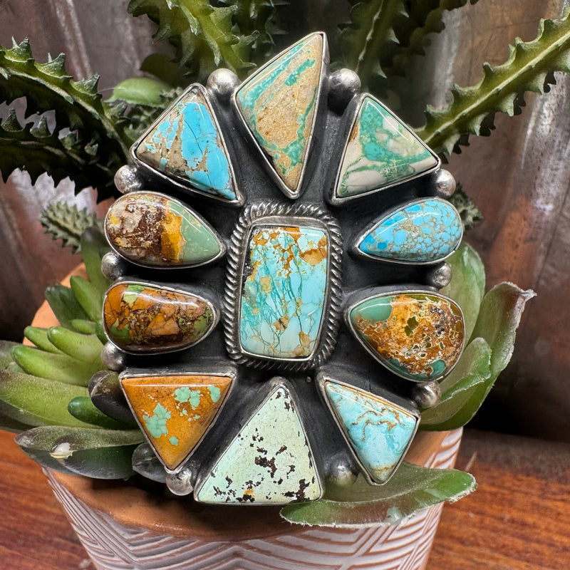 Royston Turquoise Cluster Adjustable Ring Size