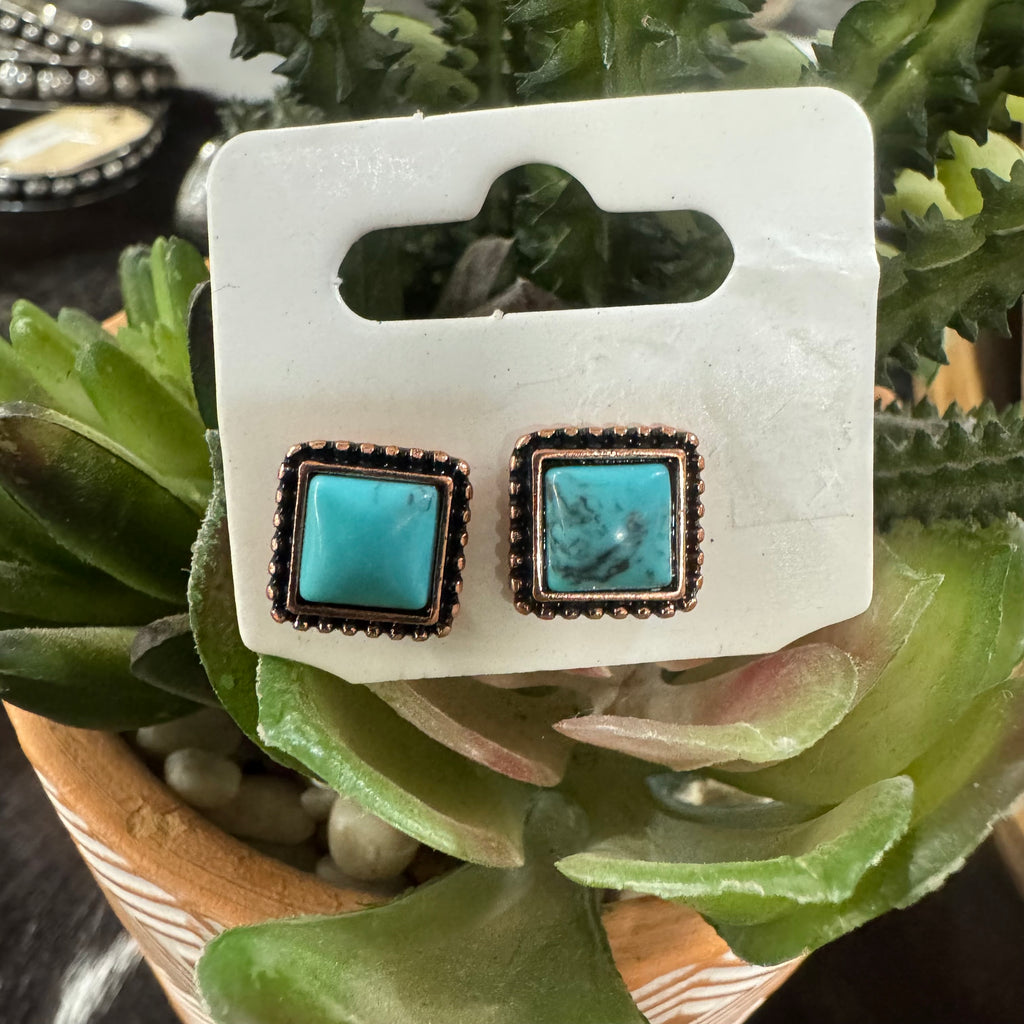 Faux Mini Square Stud Earrings