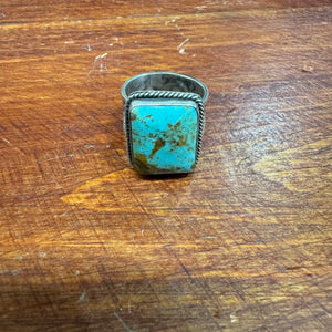 Sunshine Reeves Navajo Heavy Sterling Square Turquoise Ring