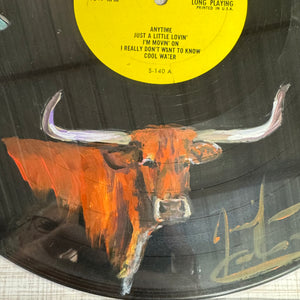 Hand Painted Longhorn Head Record