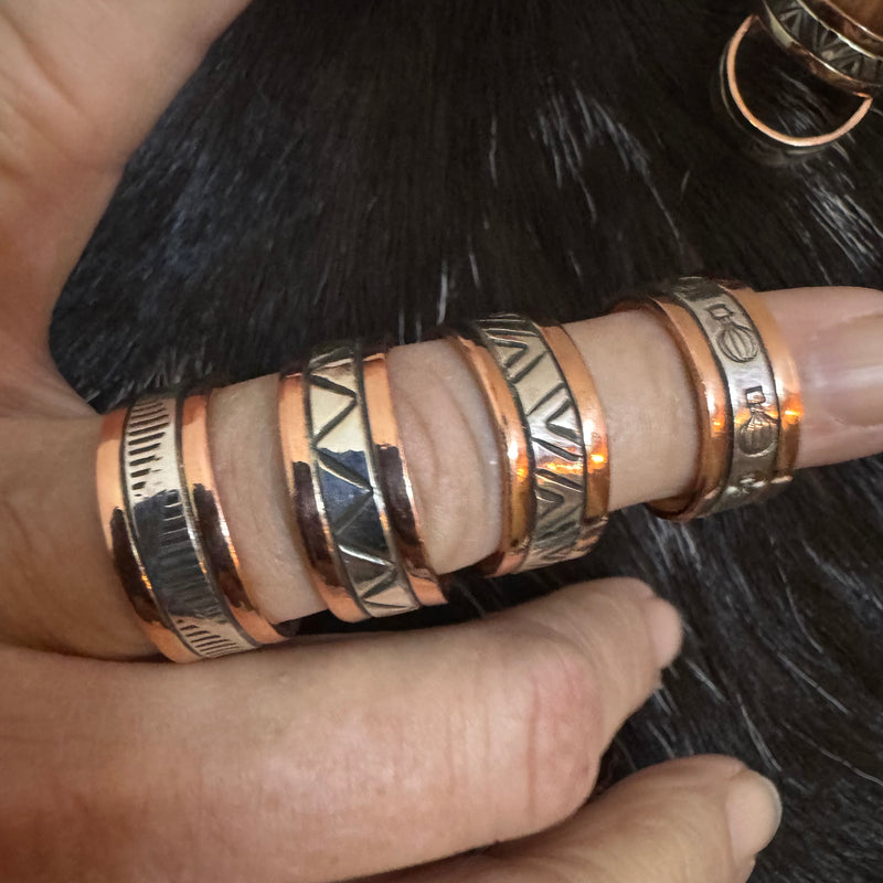 NATIVE AMERICAN NAVAJO STERLING SILVER & COPPER RING BY WYLIE SECATERO