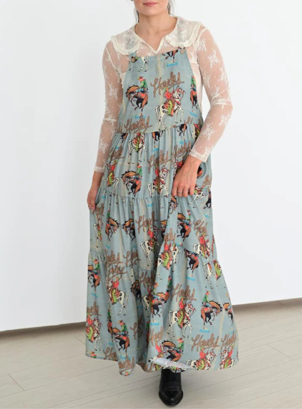 Sage Howdy Overall Dress