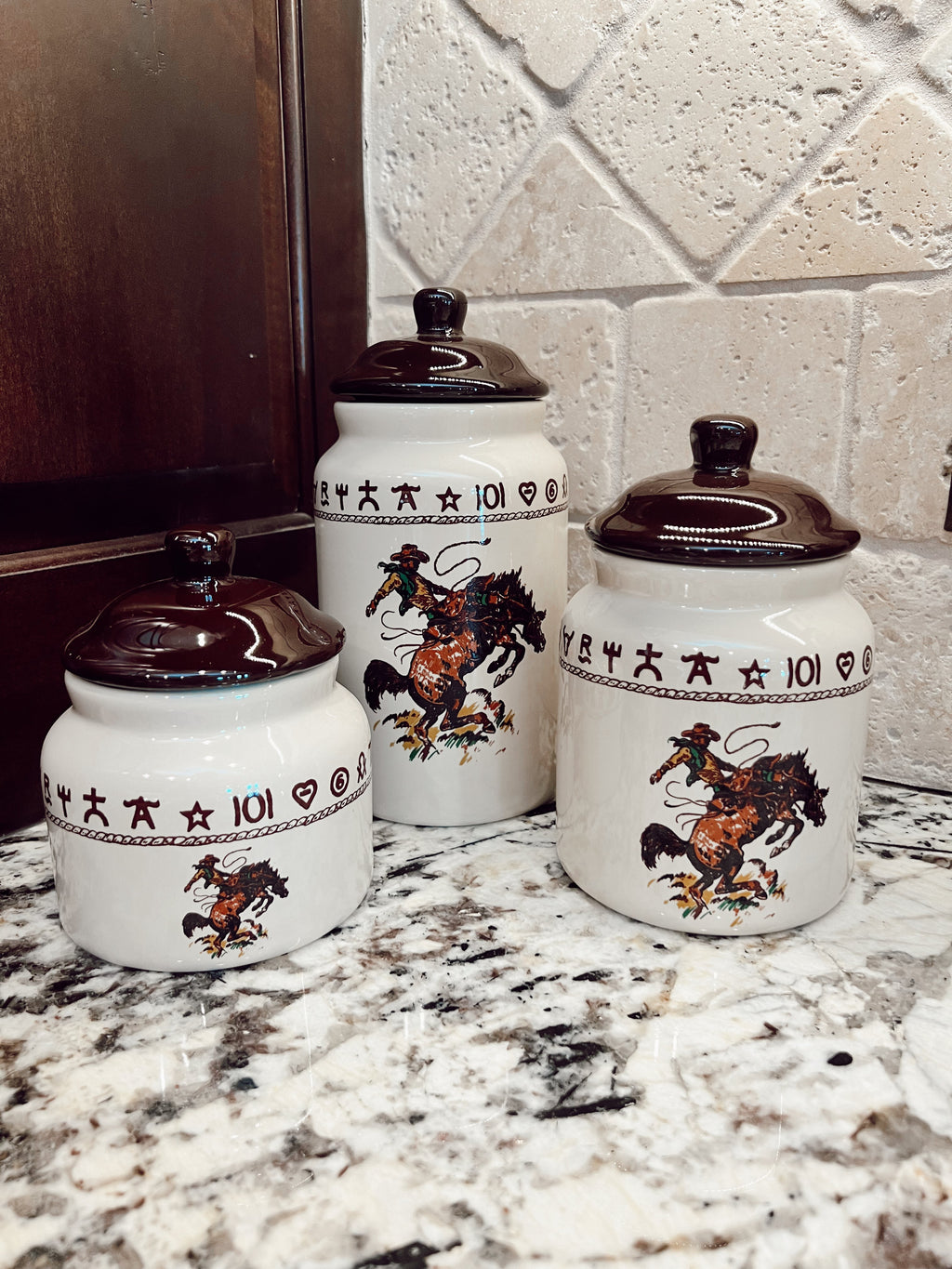 3 piece canister set, bronco large