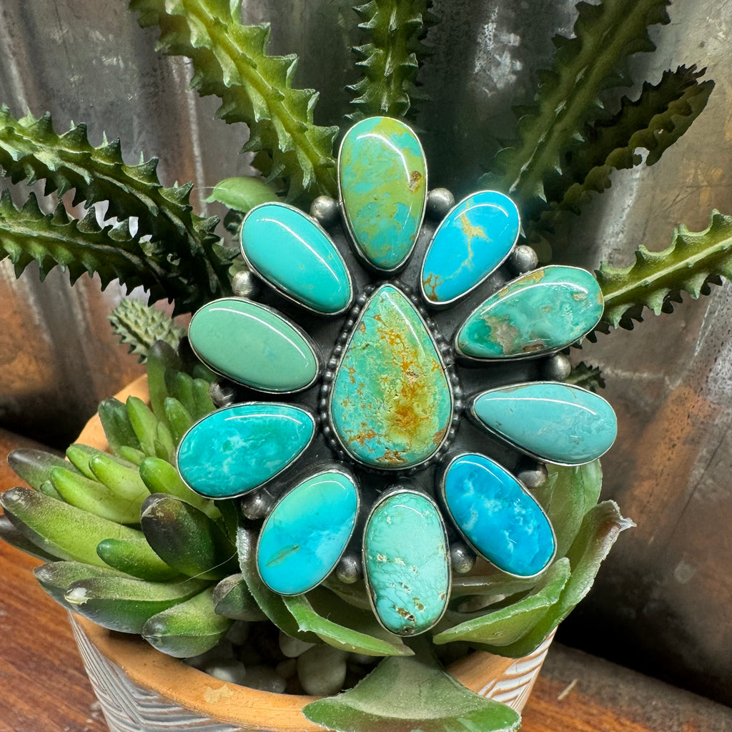 Royston Turquoise Cluster Ring Size 8