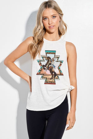 Rodeo Aztec side slit tank top