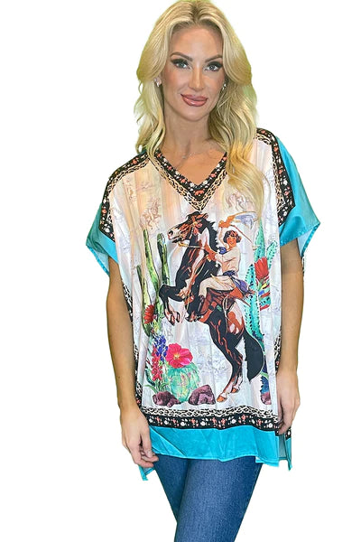 The Satin Cowgirl Poncho Top