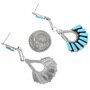 Zuni Turquoise Post Dangle Earrings Sterling Fan Design by Charlene Hattie