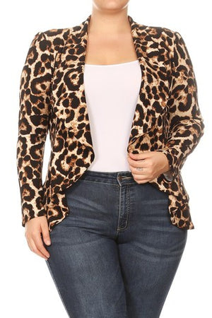Leopard Waist Length Jacket PLUS