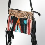AMERICAN DARLING  SADDLE BLANKET AND TOOLED LEATHER CROSSBODY