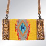 American Darling Yellow Aztec Blanket with Tooled Leather Crossbody Bag