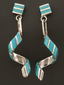 Turquoise Spiral Dangle Earrings Sterling Silver Zuni Inlay
