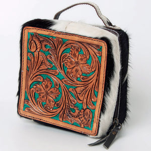 AMERICAN DARLING TOOLED LEATHER COWHIDE JEWELRY CASE