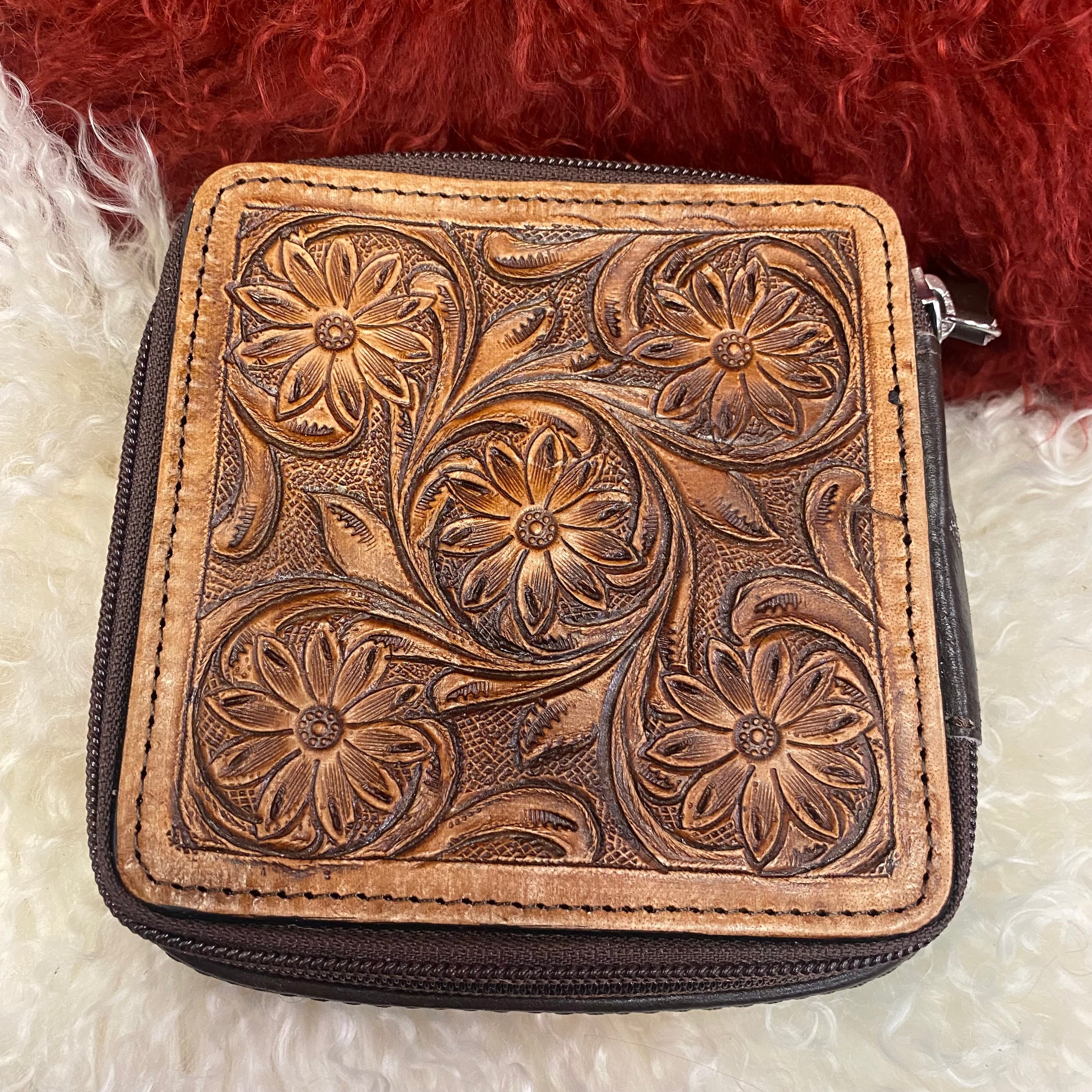 Southwest Tooled Leather Coin Purse