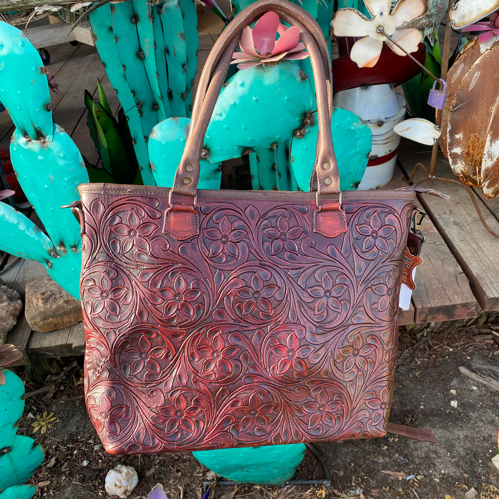 American Darling Tooled Leather Carry Conceal Tote
