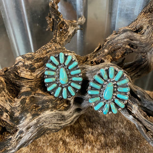 TURQUOISE CLUSTER POST EARRINGS