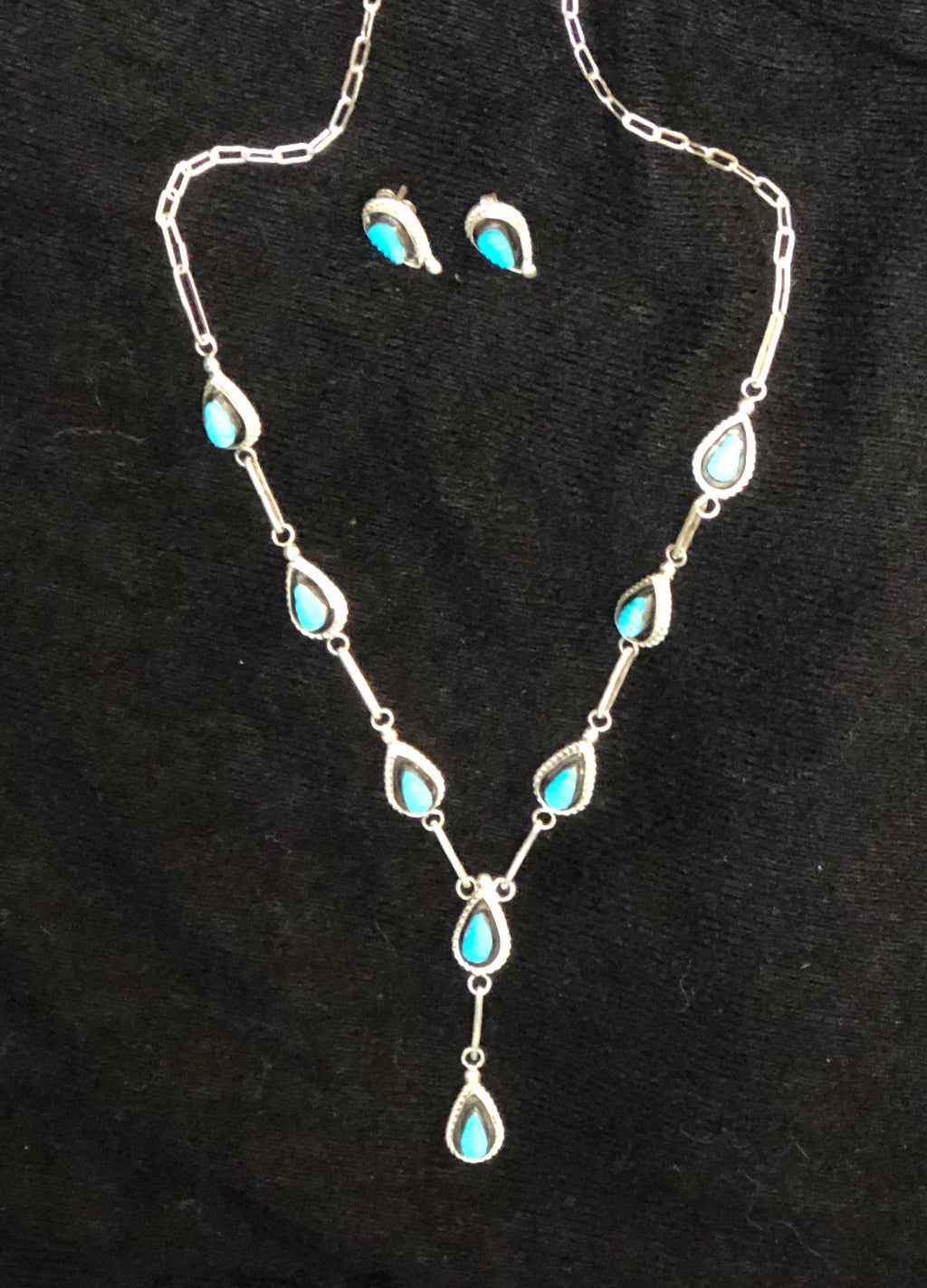 Sterling and Turquoise Teardrop Necklace Set