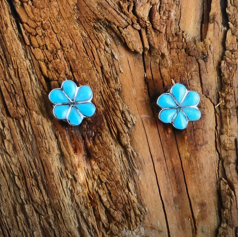 Turquoise Flower Petal Earrings