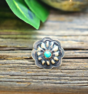 Sleeping Beauty Turquoise Concho Ring