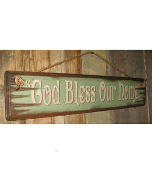 God Bless Our Home Wooden Sign