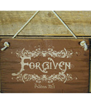 Forgiven, Psalms 32:1, Rustic, Antiqued, Wooden Sign