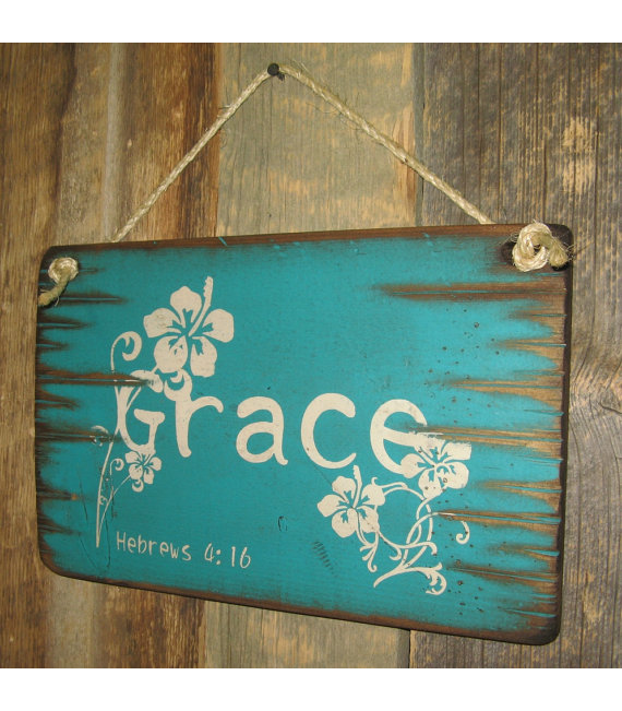 Grace, Hebrews 4:16, Wooden, Antiqued, Bible Verse Sign