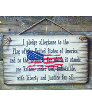 The Pledge Of Allegiance, Rustic, Antiqued, Wooden Sign