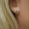 3mm Genuine Sleeping Beauty Turquoise Stud Earrings